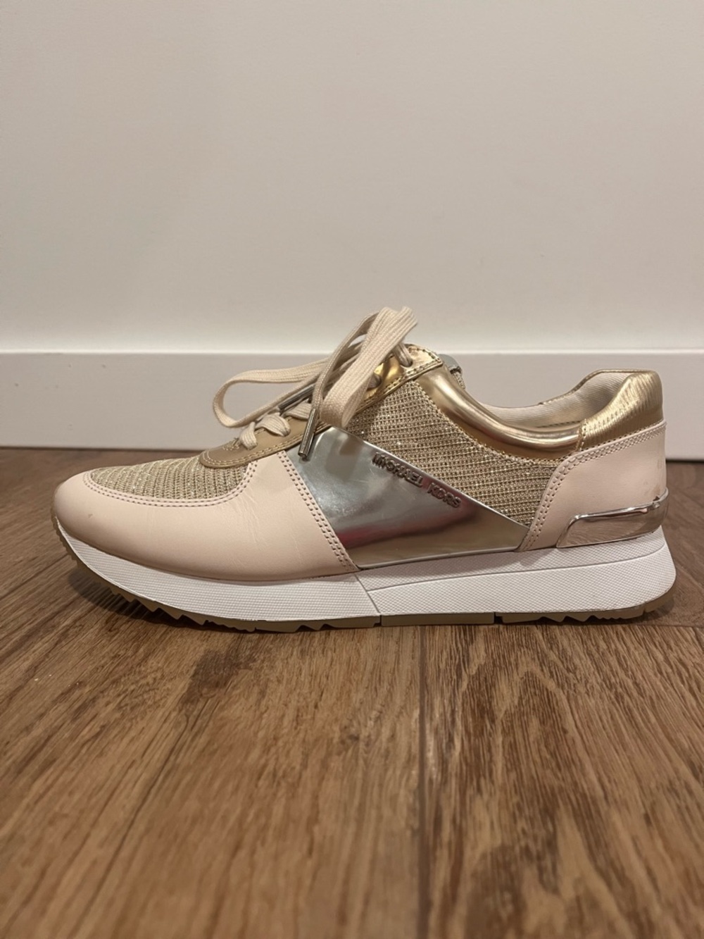Michael Kors MK Allie Gold Silver Trainer Sneakers - Picture 11 of 14